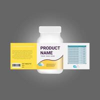 a bottle of medicine with a label and a label vector