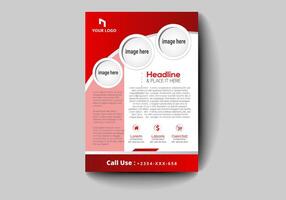 a red and white brochure template with a circle vector