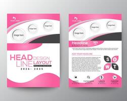 a pink brochure template with a circular design vector
