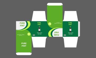 a box with a green label and a white label vector