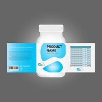 a bottle of pills with a label and a label vector