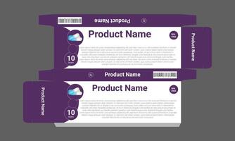 two purple boxes with the product name and product name vector