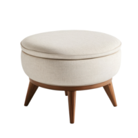 A round foot stool with a white fabric cover png