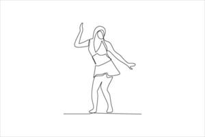 continuous line drawing of a woman dancing vector