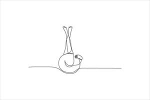 a line drawing of a person doing a handstand vector
