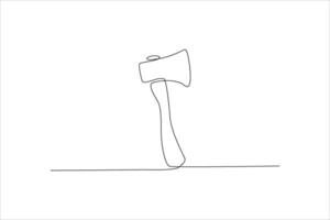 a single line drawing of an axe on a white background vector