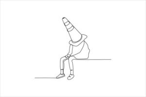 continuous line of a person sitting vector