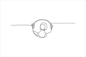 Continuous line drawing of a woman in a circle vector