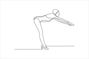 continuous line drawing of a woman doing a handstand vector