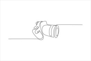 continuous line drawing of camera vector