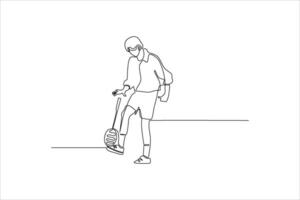 continuous line drawing of a man walking on the street vector
