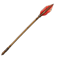 A wooden arrow with red feathers on it png