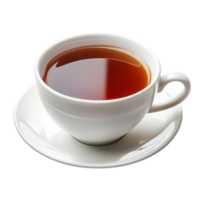 A cup of tea is shown on a saucer png