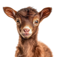 A baby goat with a big head and a big nose png