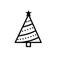 Pine Tree With Line and Dot Pattern, Hand Drawn Tree, Cute Pine Tree Icon, Line Art Christmas Tree Illustration vector
