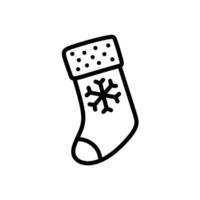 Sock Icon with Snowflake Pattern, Hand Drawn Christmas Sock Minimalist, Sock Icon for Decoration or Ornament, Line Art Style Sock Illustration vector