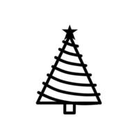 Pine Tree Icon With Curved Lines Pattern, Hand Drawn Christmas Tree, Cute Pine Tree Icon, Line Art Style Christmas Tree Illustration vector