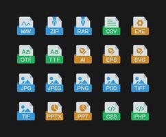 Set of file format or extensions vector