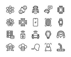 Artificial intelligence and AI technology icon set vector