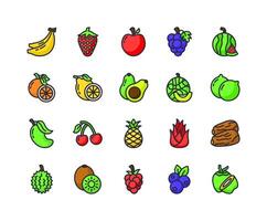 Amazing set of colorful fruits icons vector