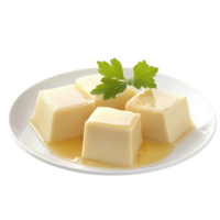 A plate with cubes of butter and parsley png