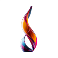 Elegant glass sculpture with smooth gradient colors and twisted shape, on a transparent background png