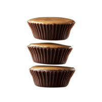Stacked chocolate peanut butter cups, isolated on a transparent background png