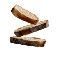 Stacked slices of whole grain bread, isolated on a transparent background png