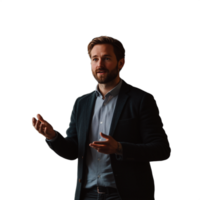 Man in a suit gesturing with hands, expressing himself while speaking png