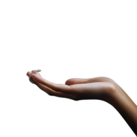 Open hand in a gesture of offering, isolated on a transparent background png