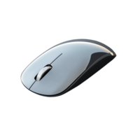 Wireless silver computer mouse with a minimalist design, isolated on a transparent background png