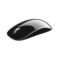 Wireless black computer mouse, isolated on a transparent background png