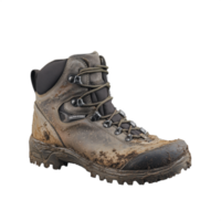 Sturdy hiking boot with a rugged sole, isolated on a transparent background png