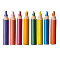 Assortment of colored pencils in a gradient, isolated on a transparent background png