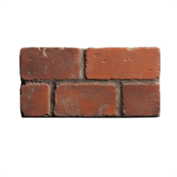 Close-up of a single red brick with texture and slight imperfections on transparent background png