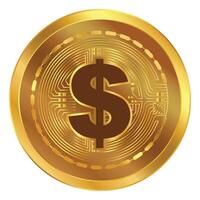 USD Doller coin with distinct shine visually separate gold USD Doller. vector