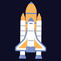 Rocket spaceship Satellite Shuttle icon illustration on Blue background, vector