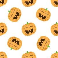 flat style Halloween seamless pattern. Hand-drawn scary pumpkins. Element for labels vector