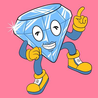 Cute Diamond Dancing Cartoon Illustration