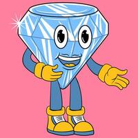 Cute Diamond Directing Cartoon Illustration vector
