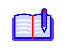 Illustration showing a pen resting on a notebook, ideal for emphasizing themes of creativity, learning, or professional writing tools vector