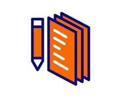 Illustration of a sleek pen icon with a lined notebook, showcasing productivity and precision, great for note taking or office tools vector