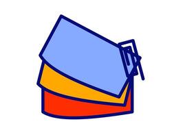 Illustration of paper notes with clip on the top corner vector