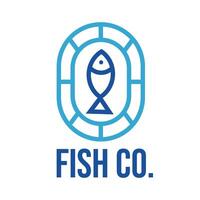 fish abstract flat minimalist logo design vector