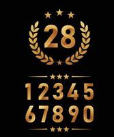 unique golden number design collection with wreath and star vector