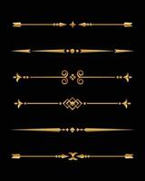 golden text divider ornament bundle design element with black background vector