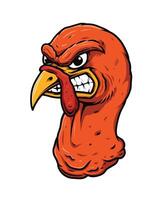 Turkey head mascot with angry face vector