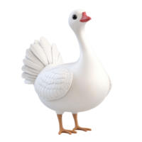 3D icon cartoon white goose on a transparent background png