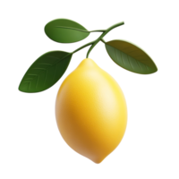 Lemon with leave isolate on transparent background png