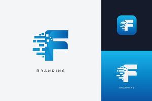 Digital Data F Letter Logo Design vector